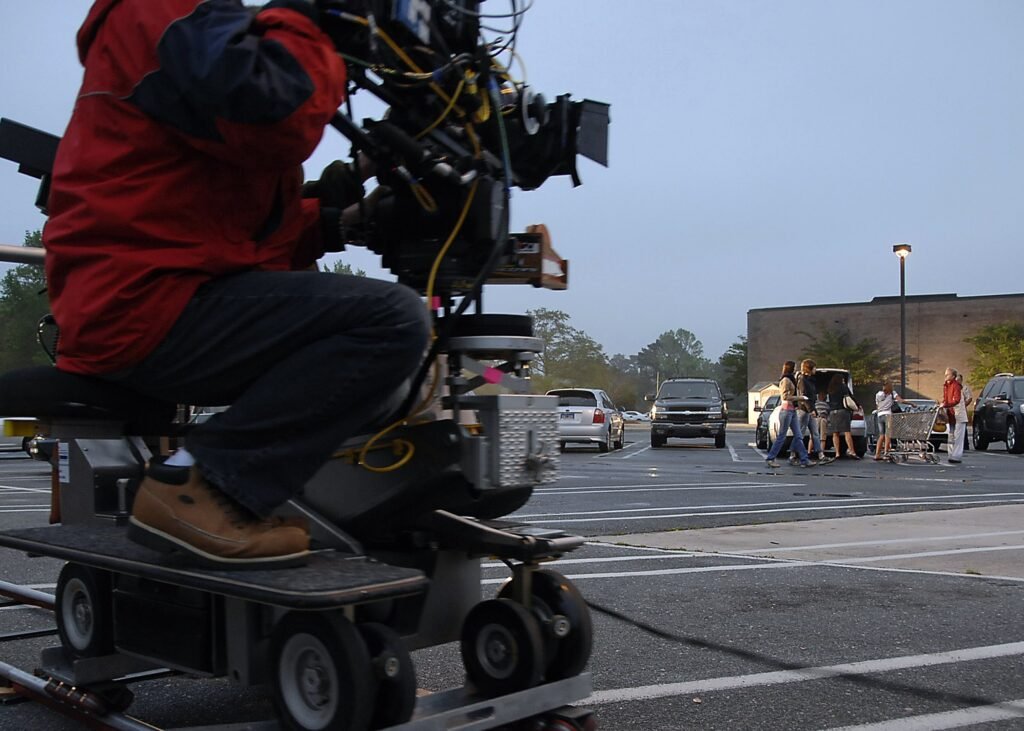 Film camera on a production set during a shoot