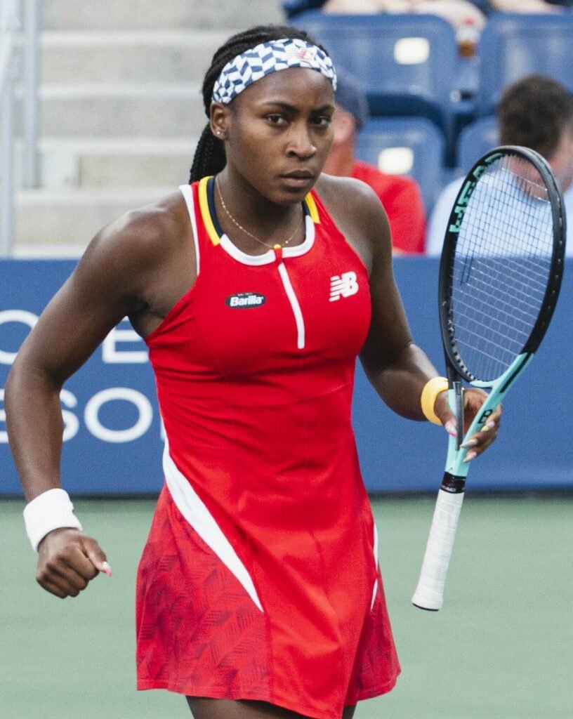 Tennis player in action during a match